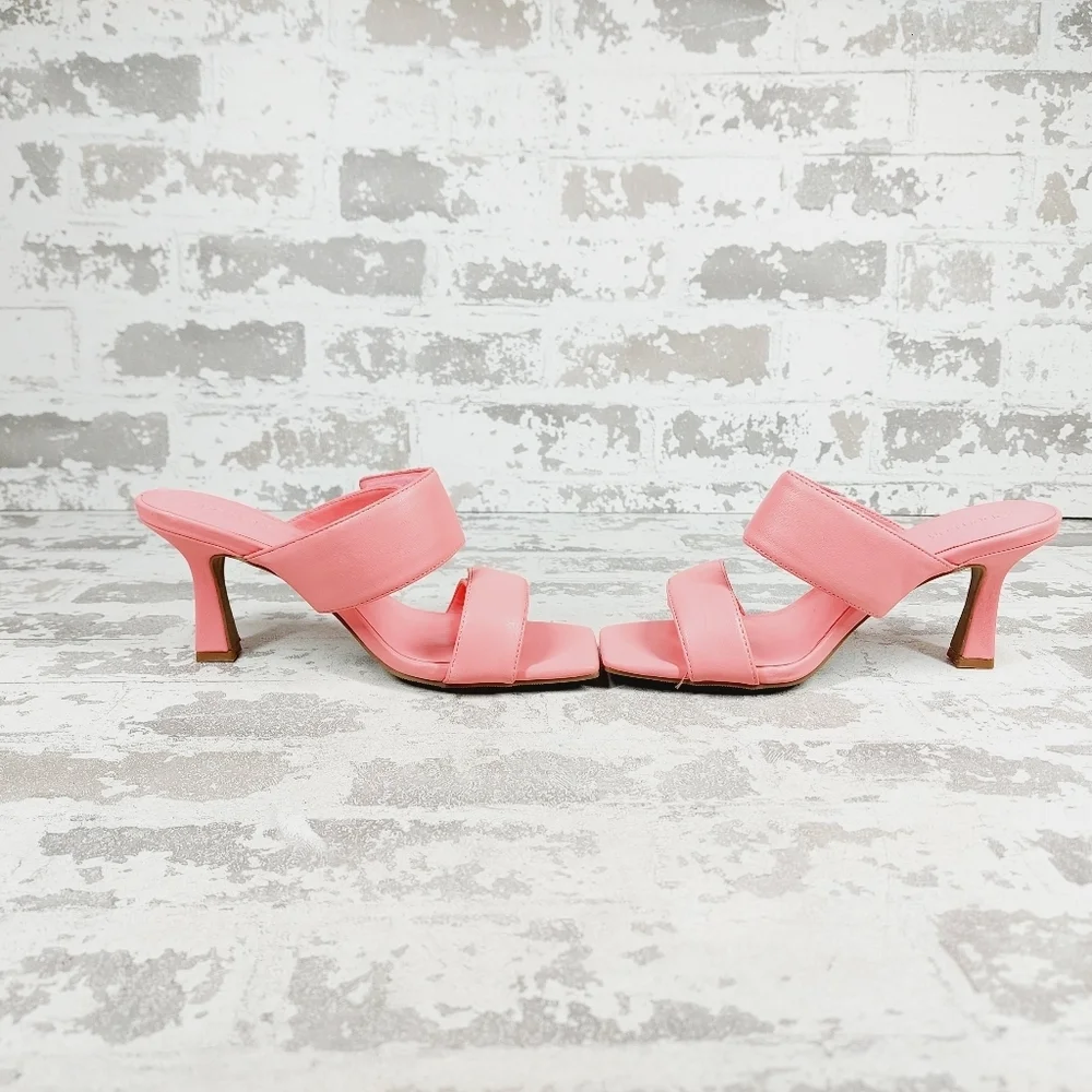 NEW Open Edit Edquincy Pink Slip On Summer Heeled Sandals W1119